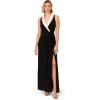 Adrianna Papell Womens Shawl Collar Jersey Gown(Black/Ivory)