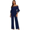 Adrianna Papell womens Organza Crepe Jumpsuit(Navy Sateen)