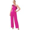 Adrianna Papell womens Ruffle Crepe Jumpsuit(Brilliant Fuchsia)