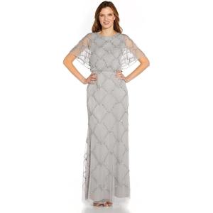 Adrianna Papell Women’s Beaded Blouson Dress(Bridal Silver)
