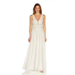Adrianna Papell Womens Beaded Chiffon Gown(Ivory)
