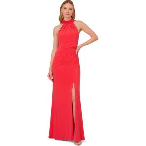 Adrianna Papell Women’s Jersey and Chiffon Gown(Red Hibiscus)