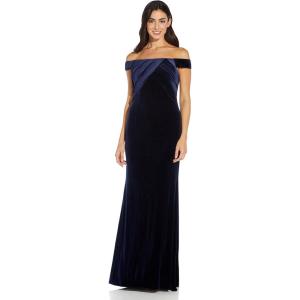 Adrianna Papell Womens Stretch Velvet Dress(Midnight)