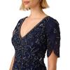 Adrianna Papell Bead MESH Long Dress Light Navy