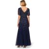 Adrianna Papell Bead MESH Long Dress Light Navy