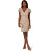 Adrianna Papell Women’s Beaded Mesh Sheath Dress(Marble)
