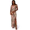 Adrianna Papell Women’s Matelasse Column Gown(Slate/Blush Multi)