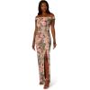 Adrianna Papell Women’s Matelasse Column Gown(Slate/Blush Multi)