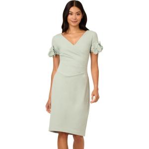 Adrianna Papell, Knit Crepe Short Dress, Ivory, 10(Icy Sage)