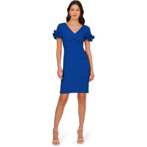 Adrianna Papell, Knit Crepe Short Dress, Ivory, 10(Violet Cobalt)