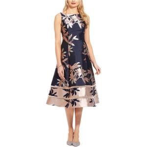 Adrianna Papell Women’s Short Jacquard Dress(Navy/Blush)