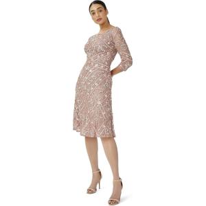 Adrianna Papell Women’s Beaded Fit and Flare Dress(Rose Quartz)