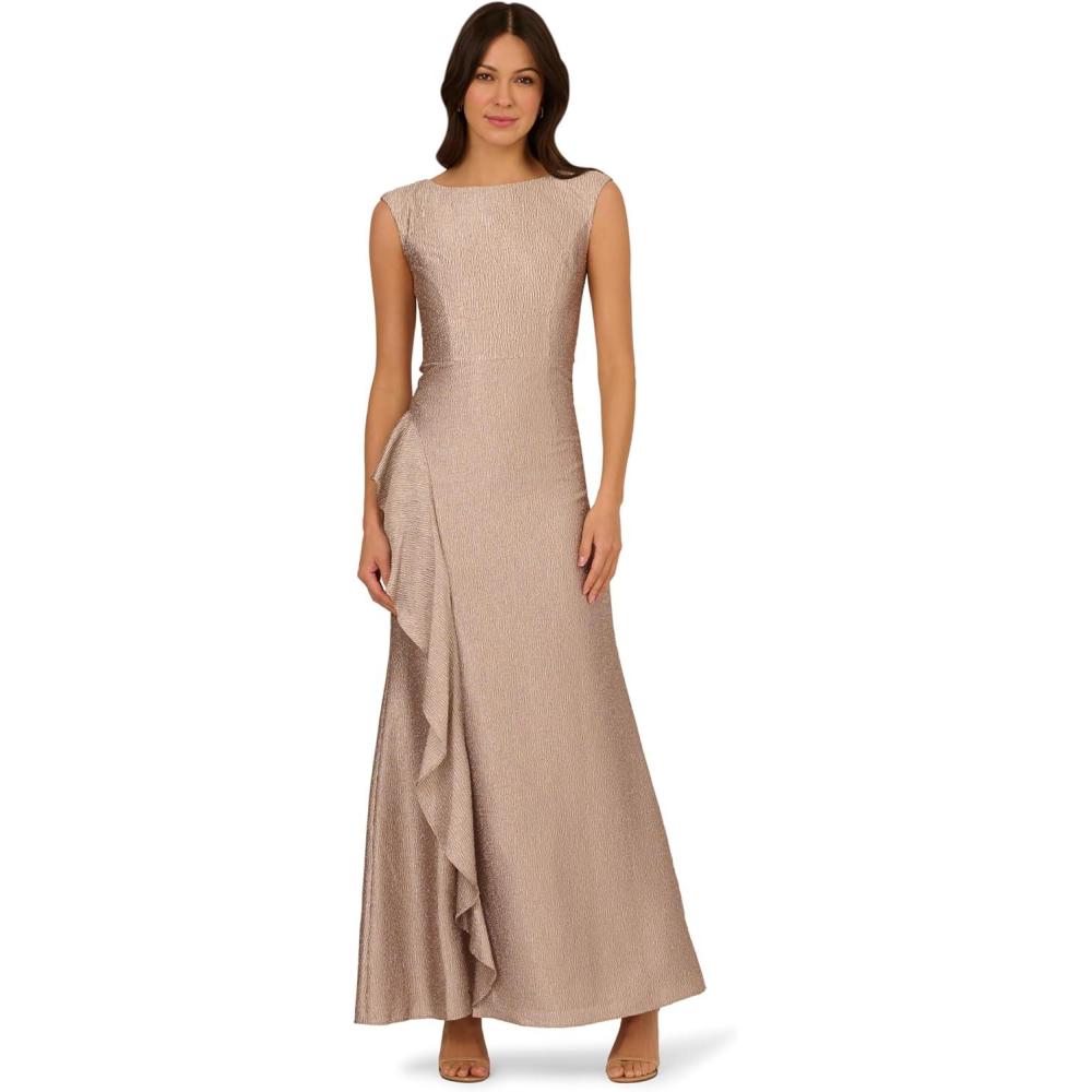 imageAdrianna Papell Womens Shimmer Jacquard Mermaid GownChampagne