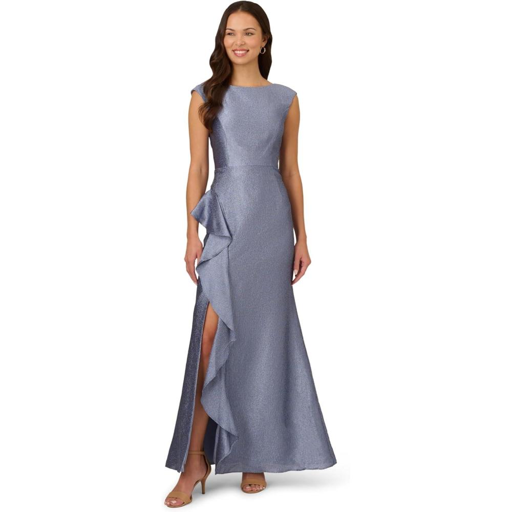 imageAdrianna Papell Womens Shimmer Jacquard Mermaid GownSpring Blue