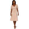 Adrianna Papell Womens Bead Mesh Midi Godet Dress(Shell)