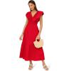 Adrianna Papell Womens Ruffle Front Maxi Dress(Scarlet)