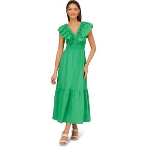 Adrianna Papell Womens Ruffle Front Maxi Dress(Green)