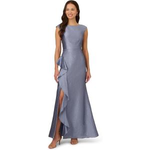 Adrianna Papell Womens Shimmer Jacquard Mermaid Gown(Spring Blue)