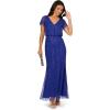 Adrianna Papell Bead Blouson Long Dress, Rose Gold(Dark Blue Violet)