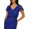 Adrianna Papell Bead Blouson Long Dress, Rose Gold(Dark Blue Violet)