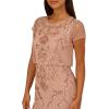 Adrianna Papell Bead Blouson Long Dress, Rose Gold(Rose Gold)