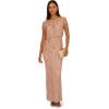 Adrianna Papell Bead Blouson Long Dress, Rose Gold(Rose Gold)