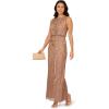 Adrianna Papell Bead Blouson Long Dress, Rose Gold(Stone)
