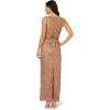 Adrianna Papell Bead Blouson Long Dress, Rose Gold(Stone)