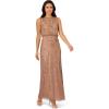 Adrianna Papell Bead Blouson Long Dress, Rose Gold(Stone)