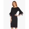 Adrianna Papell Knit Crepe Tiered Sleeve Dress, Navy Sateen,(Black)
