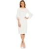 Adrianna Papell Knit Crepe Tiered Sleeve Dress, Navy Sateen,(Ivory)