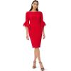 Adrianna Papell Knit Crepe Tiered Sleeve Dress, Navy Sateen,(Red)