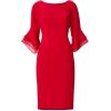 Adrianna Papell Knit Crepe Tiered Sleeve Dress, Navy Sateen,(Red)