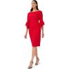 Adrianna Papell Knit Crepe Tiered Sleeve Dress, Navy Sateen,(Red)