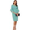 Adrianna Papell Knit Crepe Tiered Sleeve Dress, Navy Sateen,(Smoky Jade)