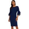 Adrianna Papell Knit Crepe Tiered Sleeve Dress, Navy Sateen,(Navy Sateen)