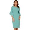 Adrianna Papell Knit Crepe Tiered Sleeve Dress, Navy Sateen,(Smoky Jade)