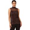 Adrianna Papell Women’s Pleated Mesh Sleeveless Blouse(Brown Zebra)