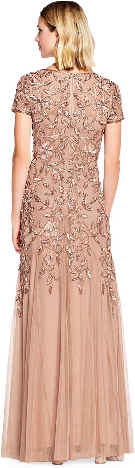 image:imageAdrianna Papell Womens Bead Long Dress with GodetsRose Gold