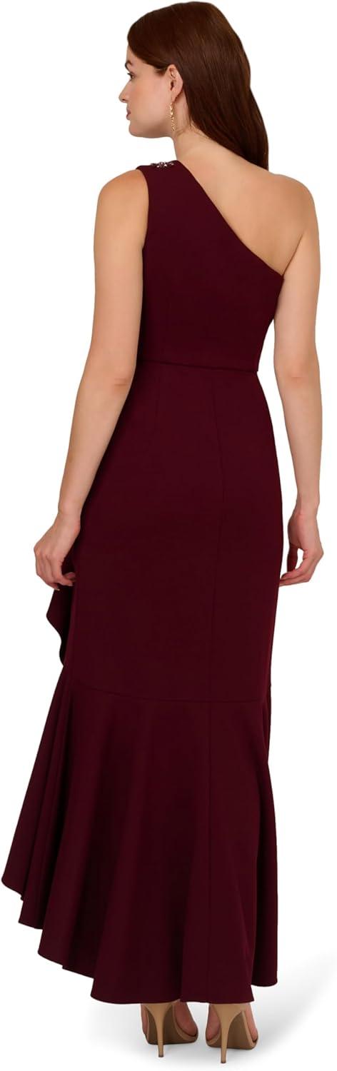 image:imageAdrianna Papell Womens Beaded Knit Crepe GownBlackened Red