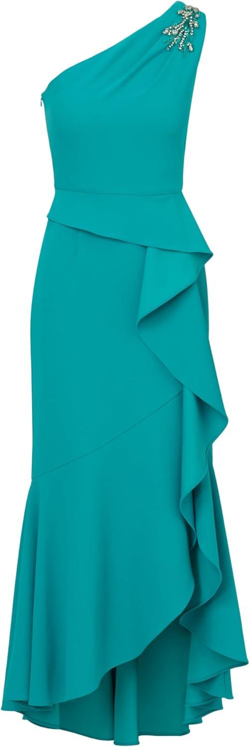image:imageAdrianna Papell Womens Beaded Knit Crepe GownTeal Lagoon