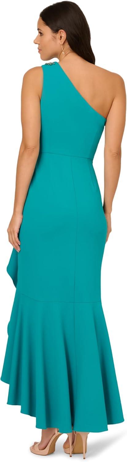 image:imageAdrianna Papell Womens Beaded Knit Crepe GownTeal Lagoon
