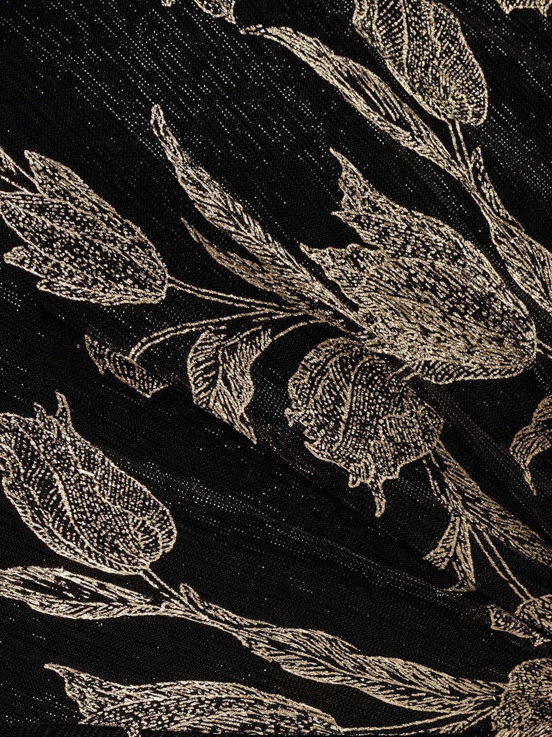 image:imageAdrianna Papell Womens Crinkle Metallic Mesh GownBlackGold