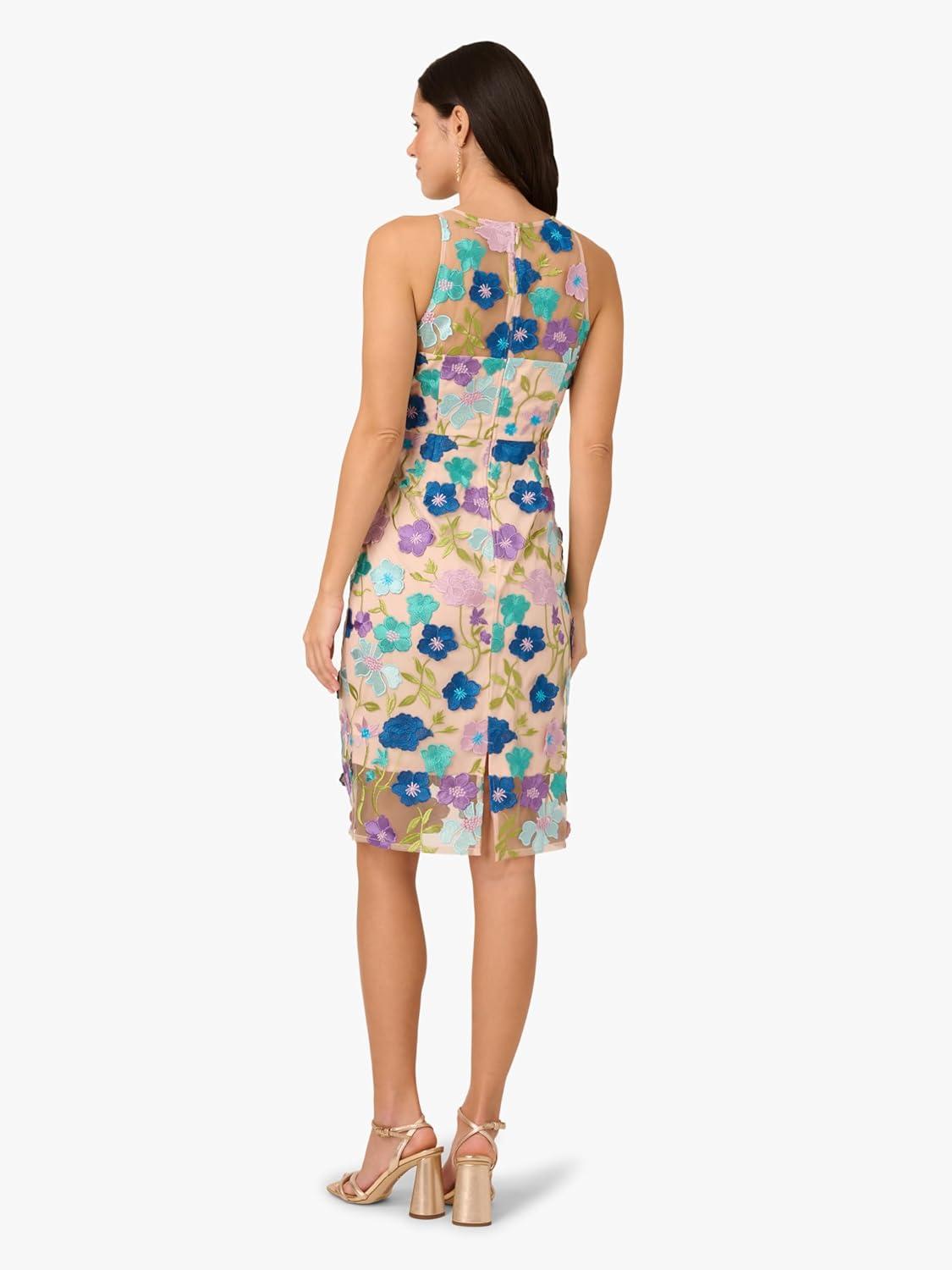 image:imageAdrianna Papell Womens Embroidered Column Midi DressBlue Multi