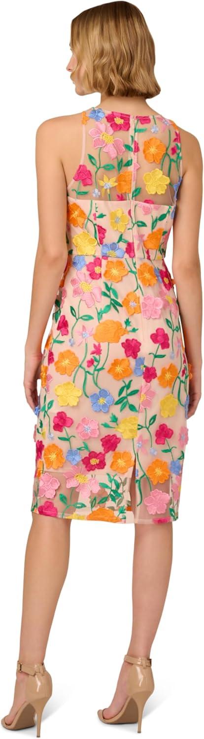 image:imageAdrianna Papell Womens Embroidered Column Midi DressPinkYellow Multi