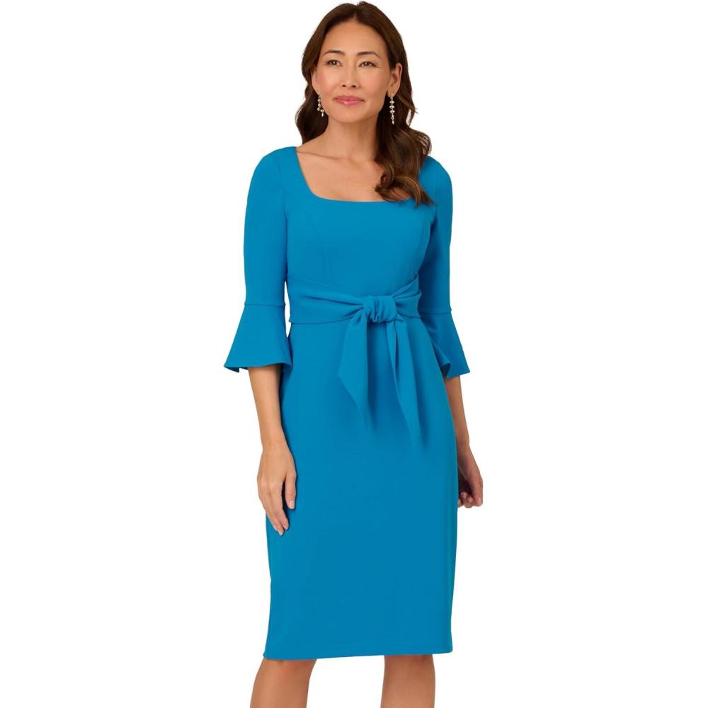 image:imageAdrianna Papell Womens Bell Sleeve Tie Front DressDeep Cerulean
