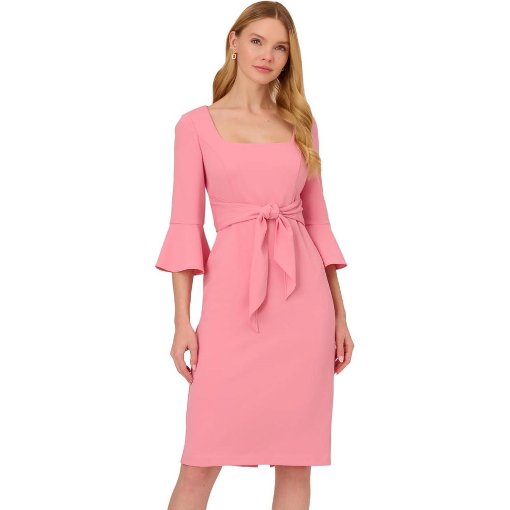 image:imageAdrianna Papell Womens Bell Sleeve Tie Front DressFaded Rose