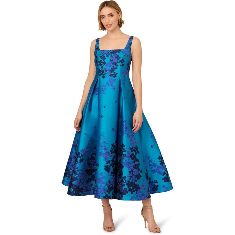 image:imageAdrianna Papell Womens Border Jacquard DressTeal Multi
