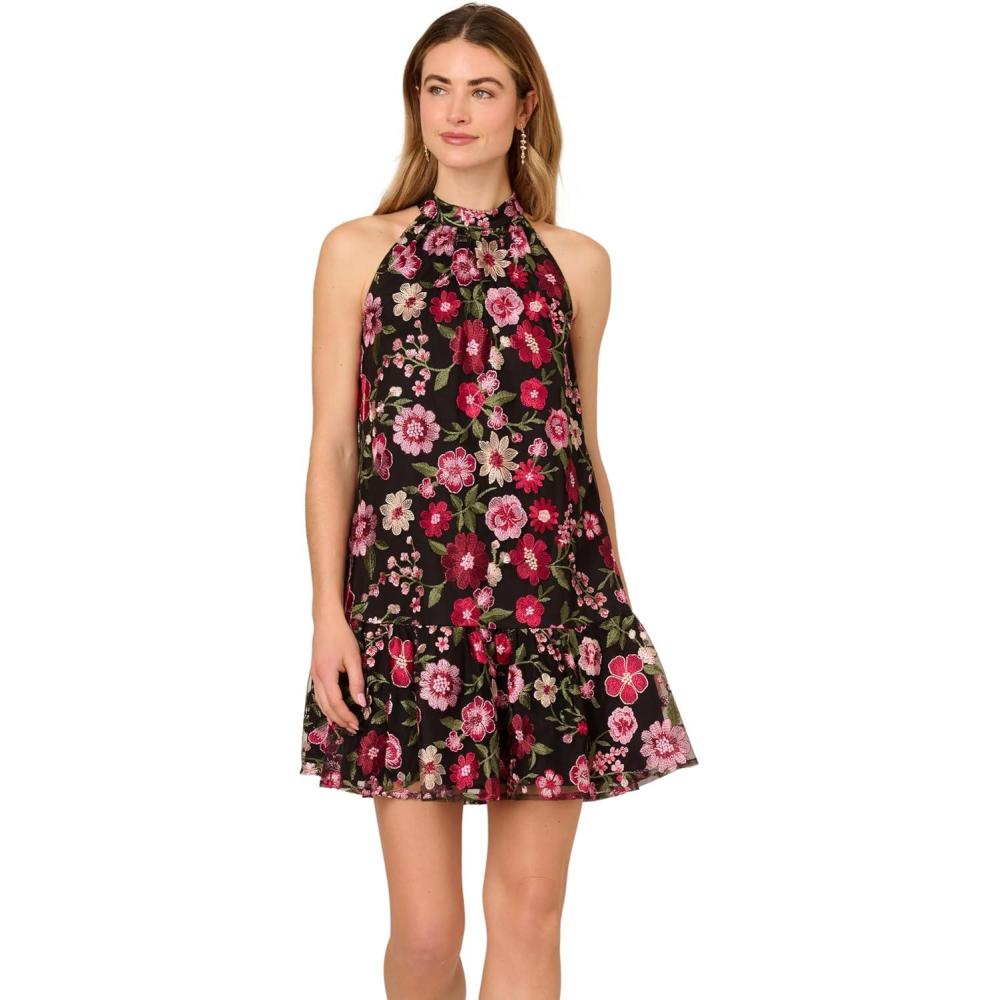 image:imageAdrianna Papell Womens Embroidered Short DressPink Multi