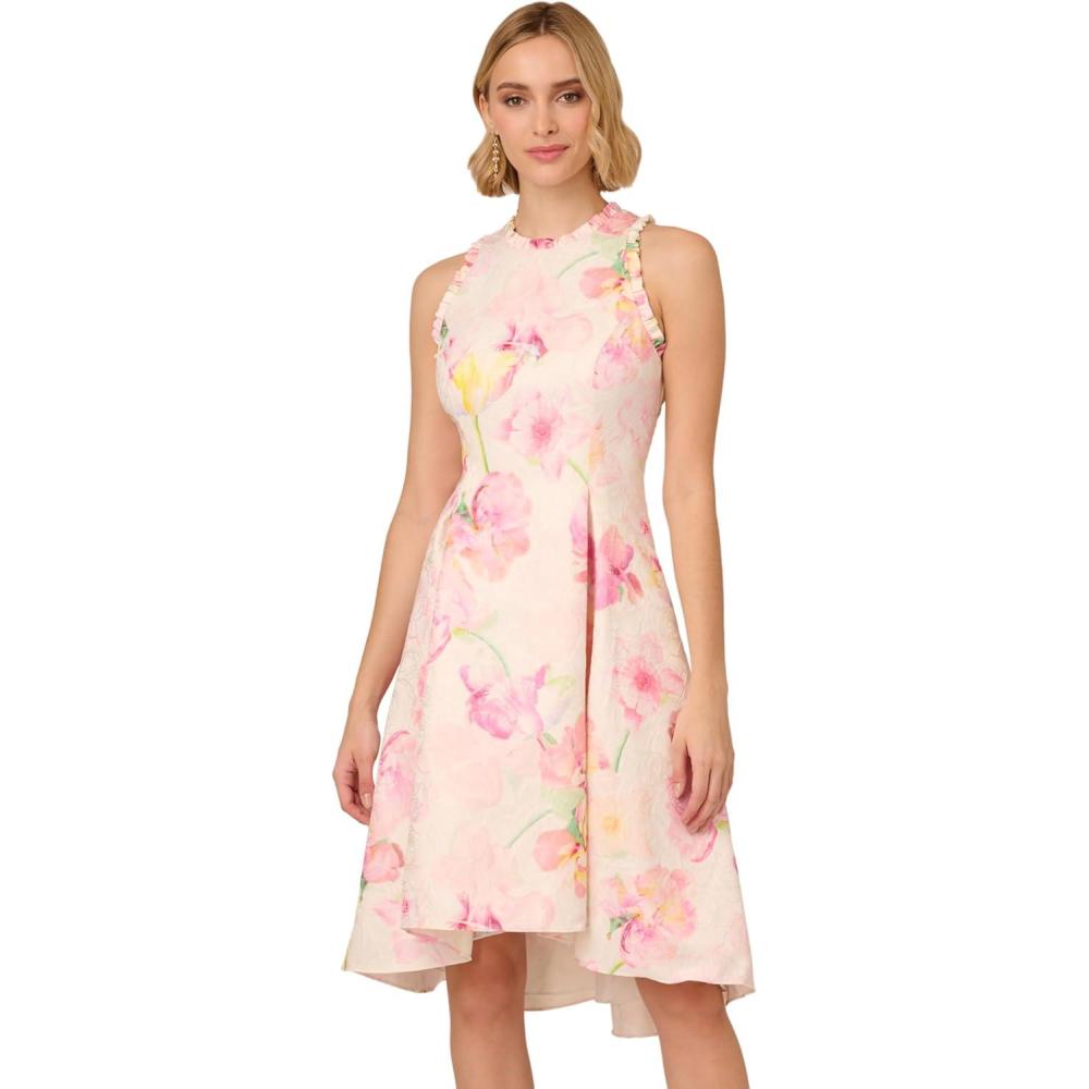 image:imageAdrianna Papell Womens Halter Jacquard DressPink Multi